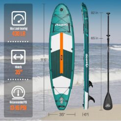 WNOVA 11'6"x35"x6" Wood Grain Stand Up Paddle Board Inflatable, Portable SUP Paddleboard with Complete Accessories, Ocean Current