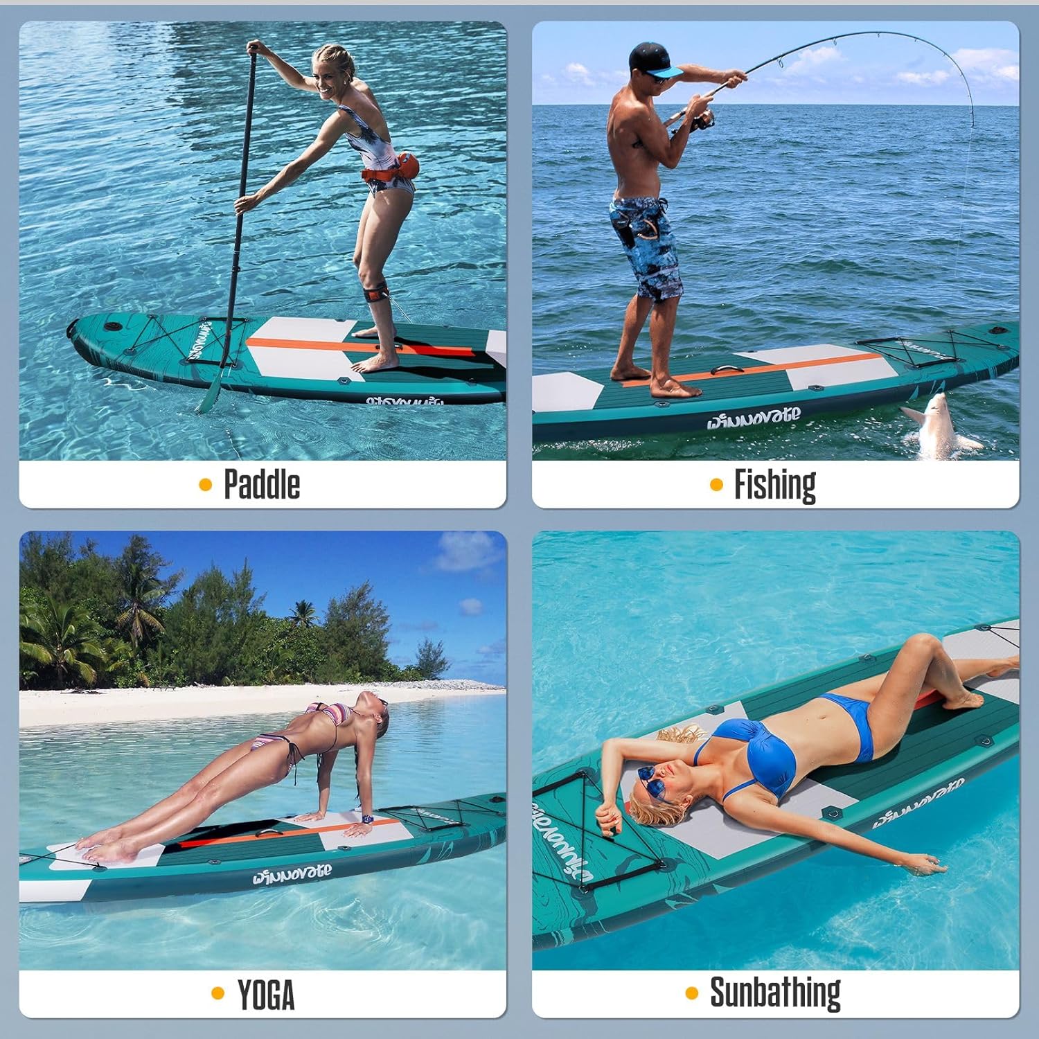 WNOVA 11'6"x35"x6" Wood Grain Stand Up Paddle Board Inflatable, Portable SUP Paddleboard with Complete Accessories, Ocean Current