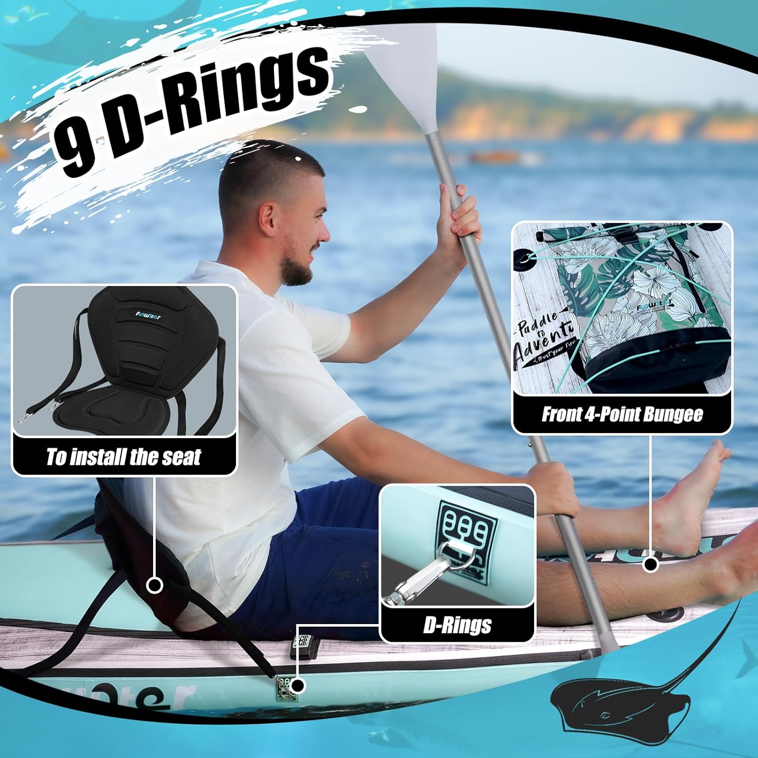 FunWater Inflatable Stand Up Paddle Board 10'6"/11"/11'6" Paddle Board for Adults & Youth