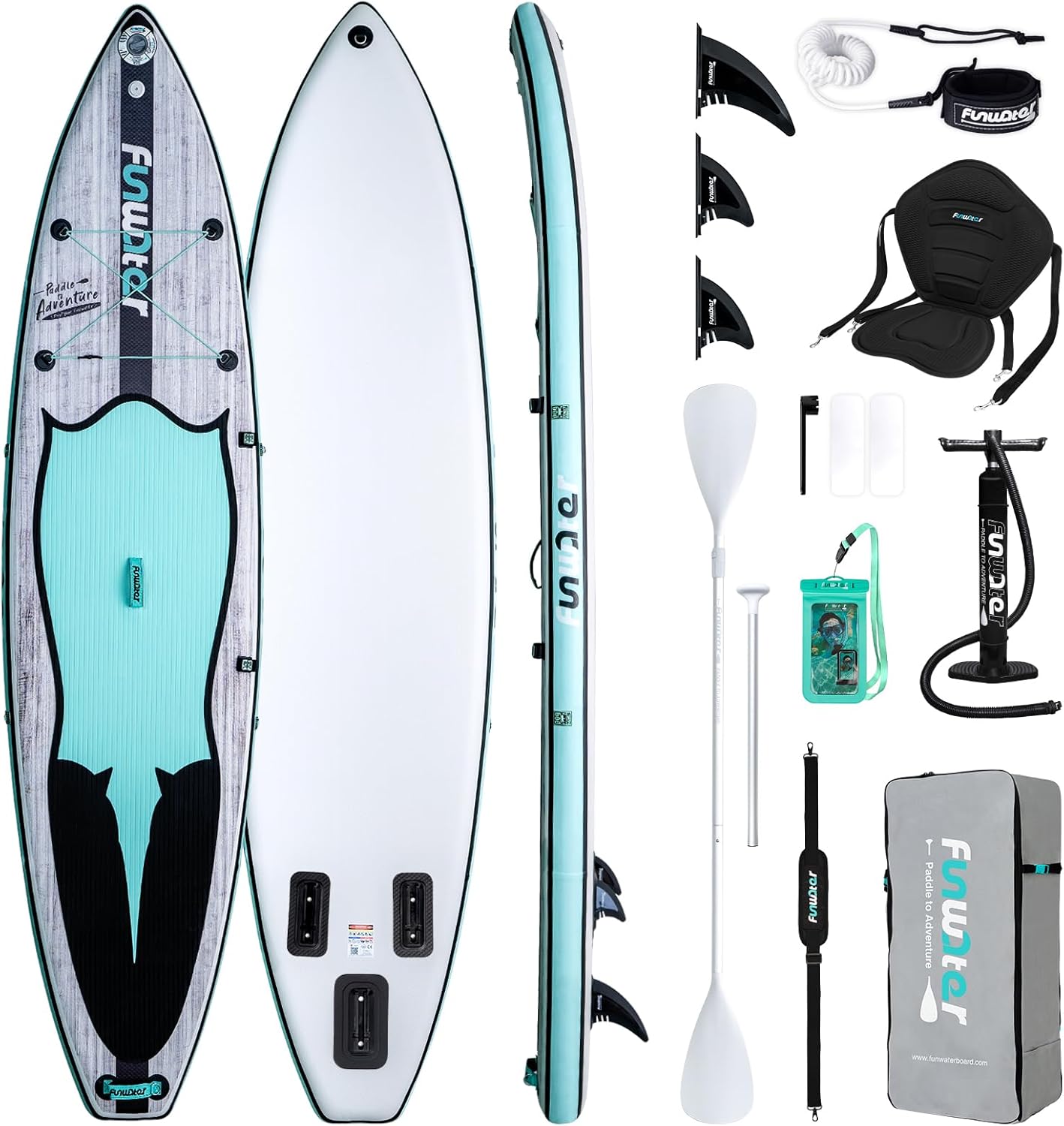 FunWater Inflatable Stand Up Paddle Board 10'6"/11"/11'6" Paddle Board for Adults & Youth