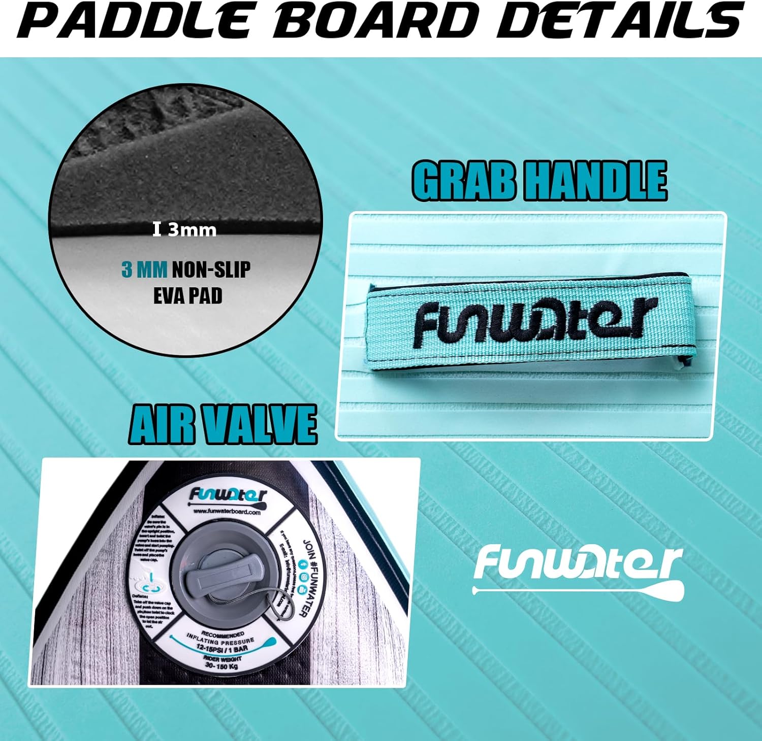 FunWater Inflatable Stand Up Paddle Board 10'6"/11"/11'6" Paddle Board for Adults & Youth