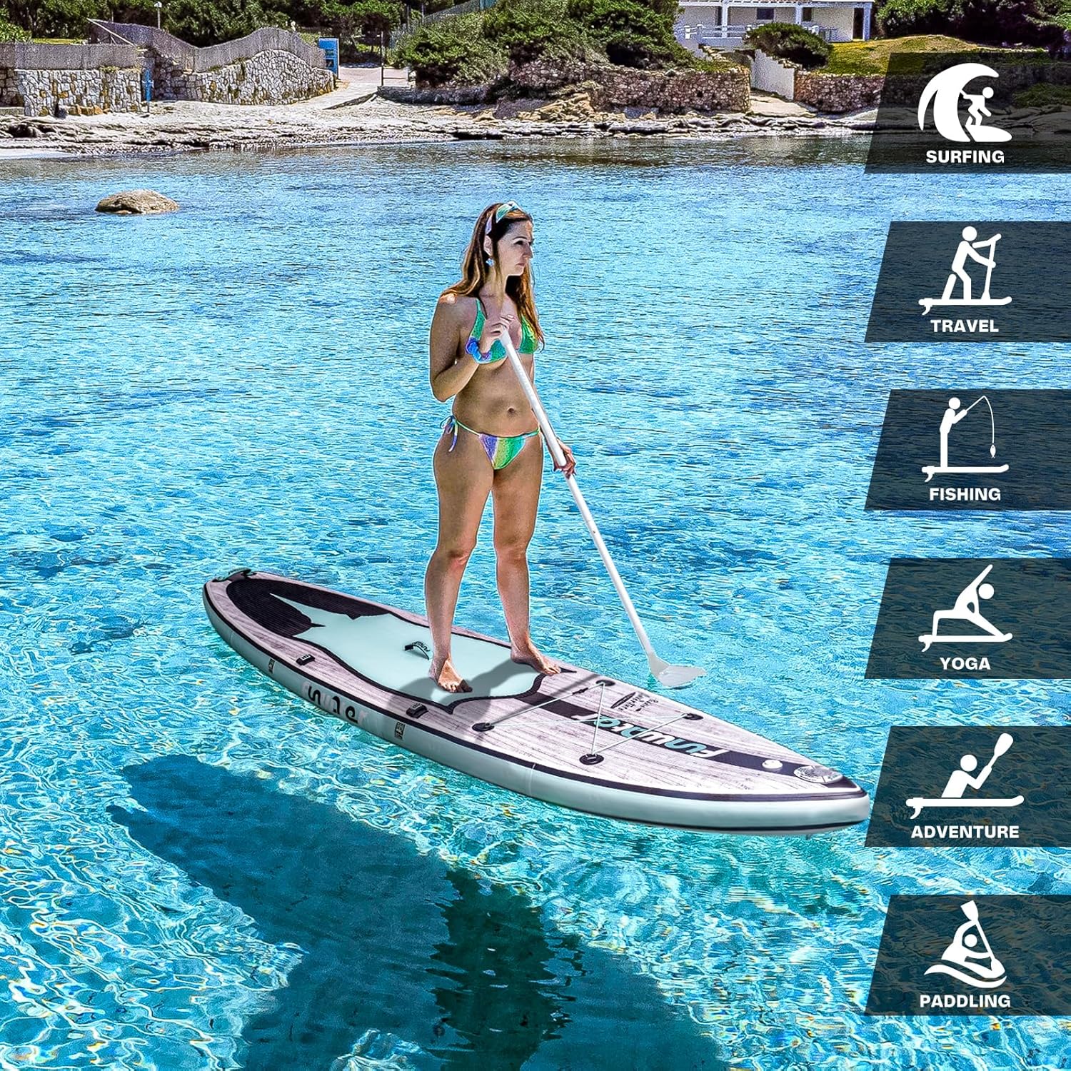 FunWater Inflatable Stand Up Paddle Board 10'6"/11"/11'6" Paddle Board for Adults & Youth