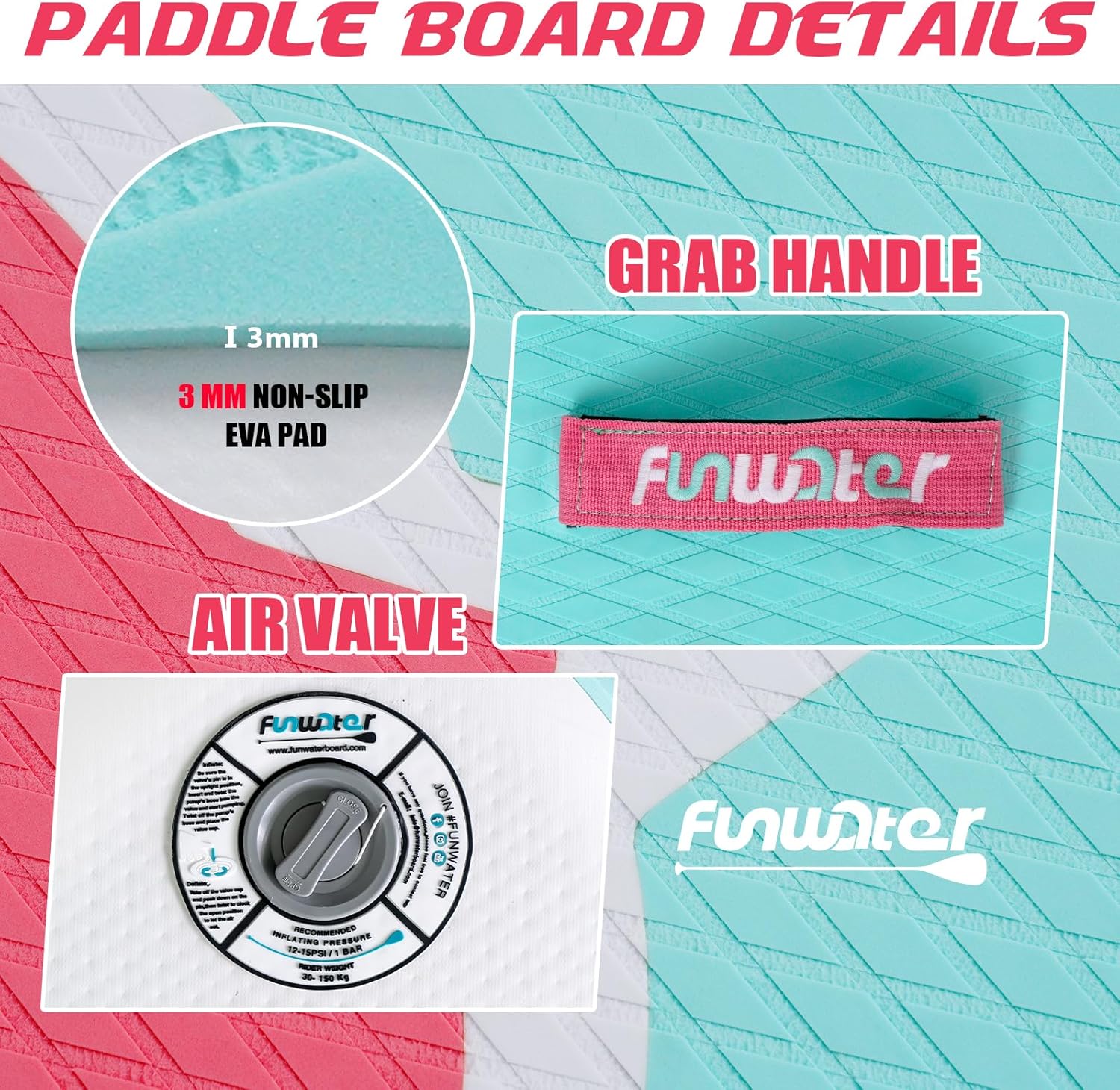 FunWater Inflatable Stand Up Paddle Board 10'6"/11"/11'6" Paddle Board for Adults & Youth, Paddleboards Inflatable with Premium SUP Accessories, Wide Stable, Non-Slip Comfort Deck