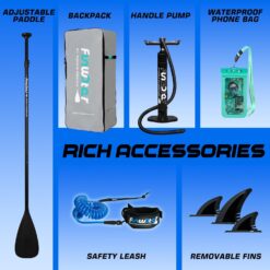FunWater Stand Up Paddle Board Ultra-Light Inflatable Paddleboard with SUP Accessories for Adults & Youth of All Skill Levels