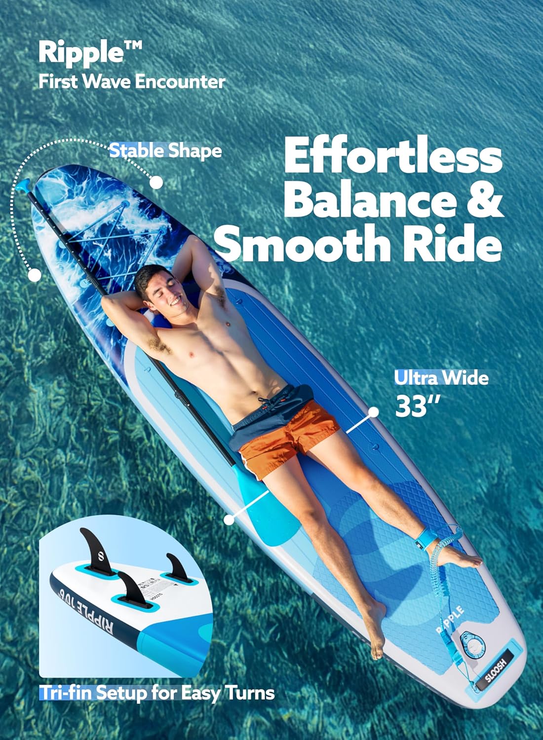 SLOOSH Inflatable Stand Up Paddle Board, 10'6" Paddle Boards with Premium Accessories