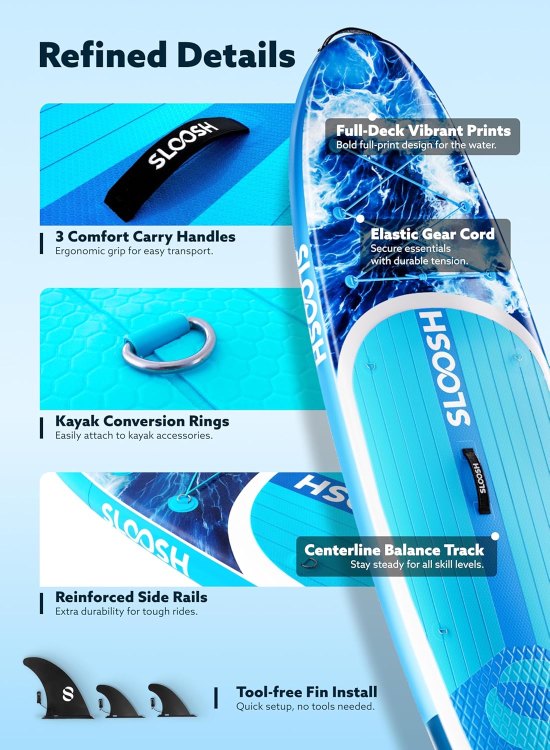 SLOOSH Inflatable Stand Up Paddle Board, 10'6" Paddle Boards with Premium Accessories
