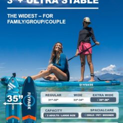 Flypark 10'8/11'x35'' Fishing&Family Stable Inflatable Paddle Boards, Extra Wide SUP Paddleboard Inflatable, 430lb/3 People