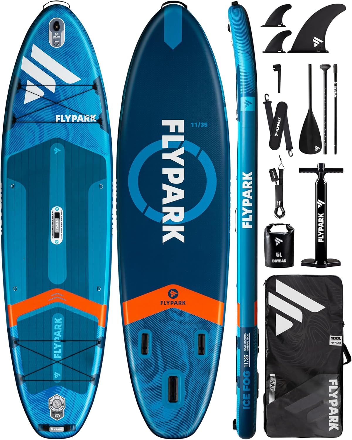 Flypark 10'8/11'x35'' Fishing&Family Stable Inflatable Paddle Boards, Extra Wide SUP Paddleboard Inflatable, 430lb/3 People