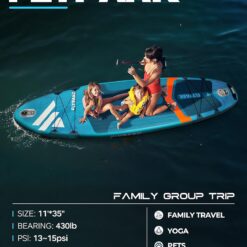 Flypark 10'8/11'x35'' Fishing&Family Stable Inflatable Paddle Boards, Extra Wide SUP Paddleboard Inflatable, 430lb/3 People