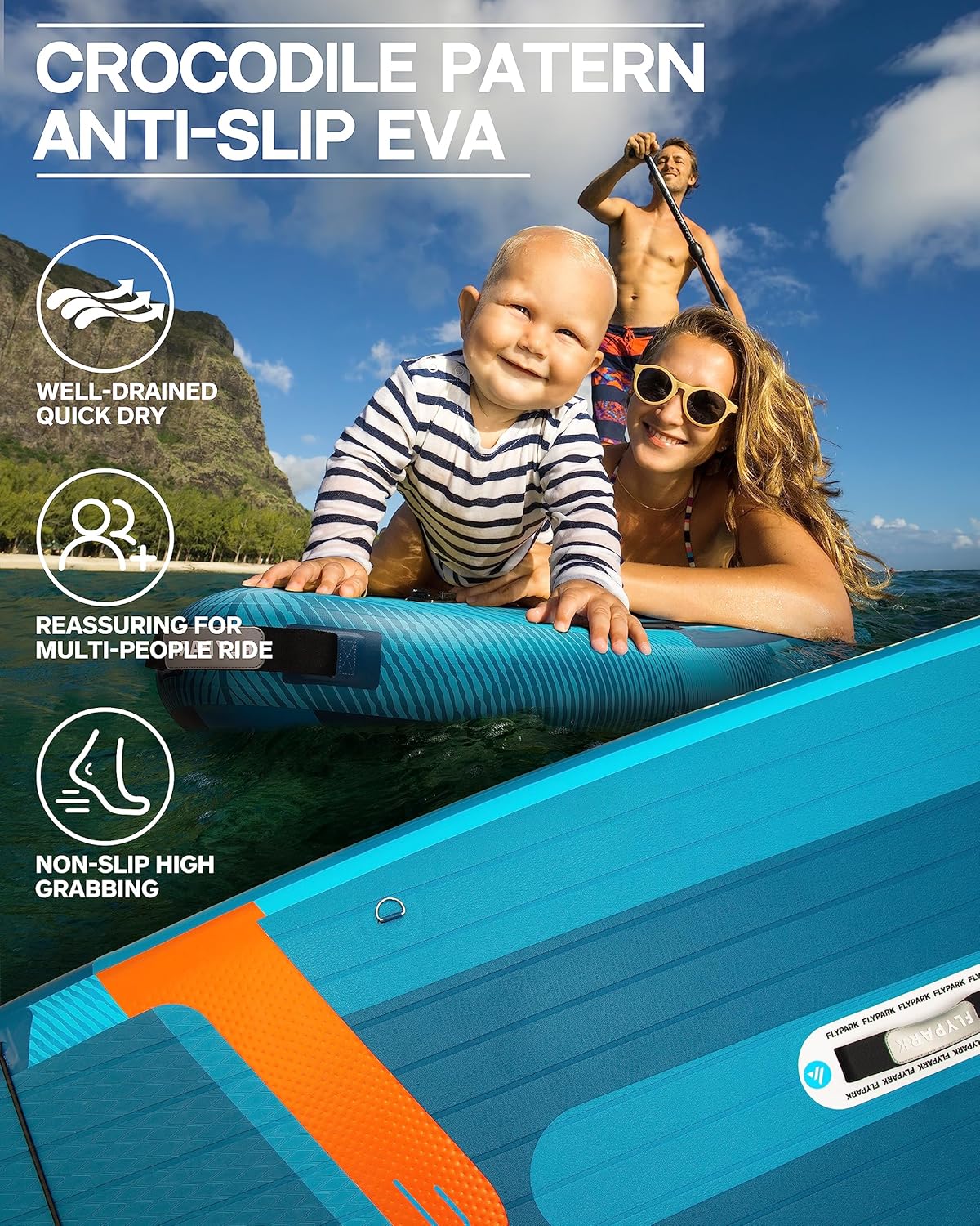 Flypark 10'8/11'x35'' Fishing&Family Stable Inflatable Paddle Boards, Extra Wide SUP Paddleboard Inflatable, 430lb/3 People