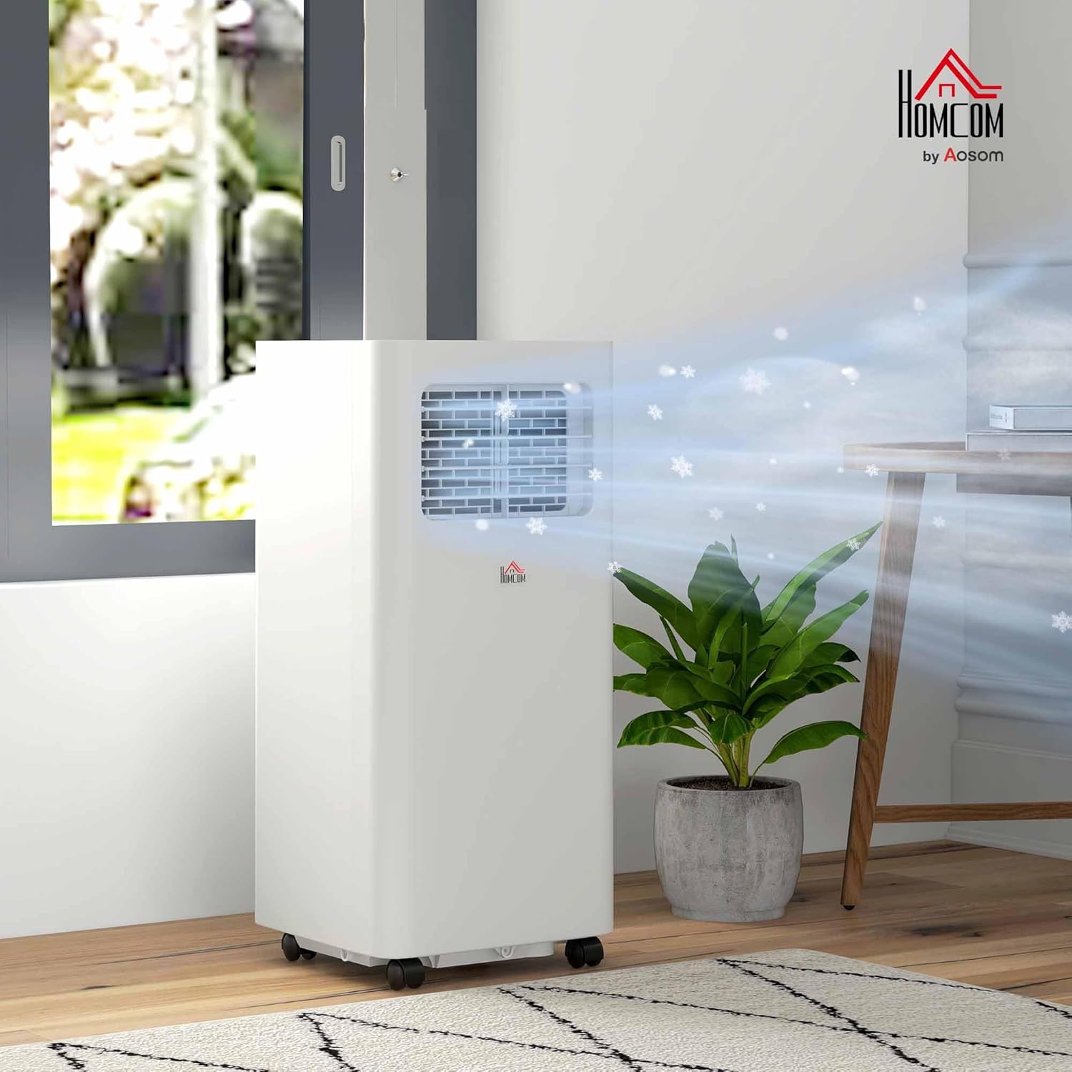 HOMCOM 8000 BTU Portable Air Conditioner for Rooms Up to 345 Sq. Ft., 3-in-1 AC Unit with Dehumidifier, White