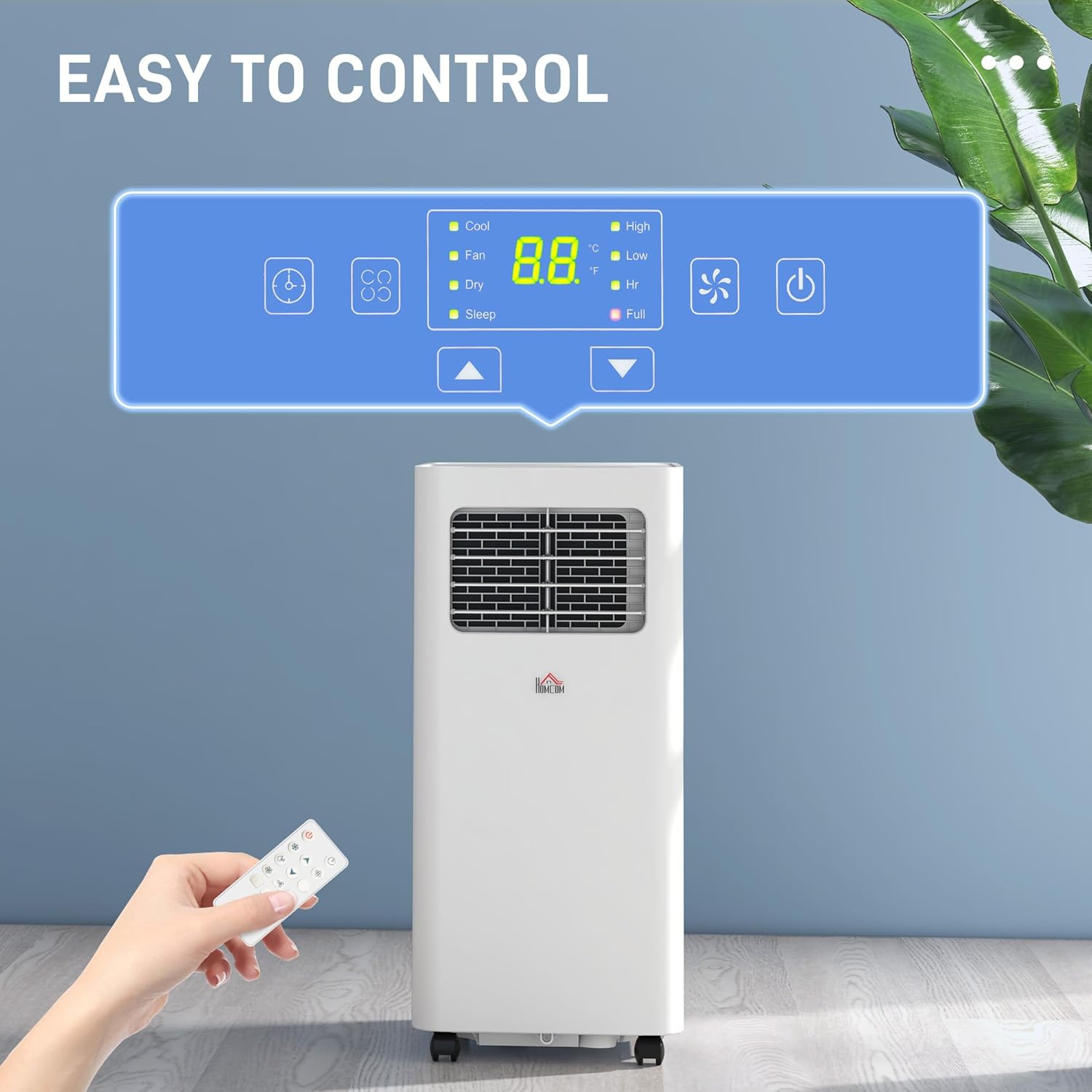 HOMCOM 8000 BTU Portable Air Conditioner for Rooms Up to 345 Sq. Ft., 3-in-1 AC Unit with Dehumidifier, White