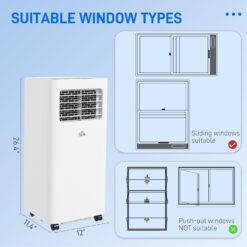 HOMCOM 8000 BTU Portable Air Conditioner for Rooms Up to 345 Sq. Ft., 3-in-1 AC Unit with Dehumidifier, White