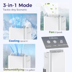 HOMCOM 12000 BTU Portable Air Conditioner with Remote Control, Free Standing AC Unit with Built-in Cool