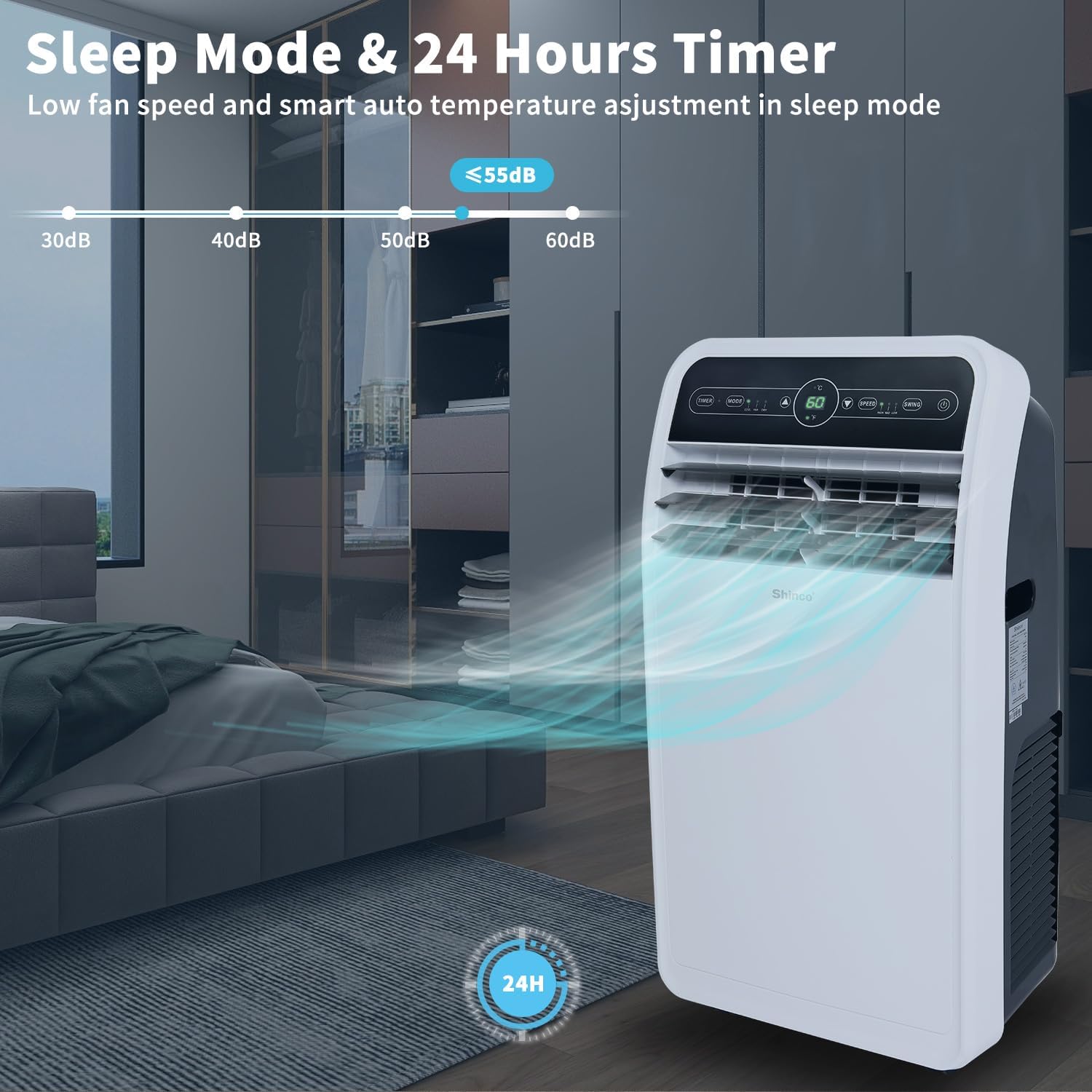 Shinco 12,000 BTU Portable Air Conditioner, Portable AC Unit with Built-in Cool, Dehumidifier&Fan Modes for Room up to 400 sq.ft