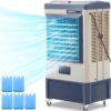 Uthfy 48” Evaporative Air Cooler, 6500 CFM Swamp Cooler Air Conditioner with 19 Gal Water Tank, 5 Ice Packs, 120° Oscillation