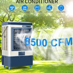 Uthfy 48” Evaporative Air Cooler, 6500 CFM Swamp Cooler Air Conditioner with 19 Gal Water Tank, 5 Ice Packs, 120° Oscillation