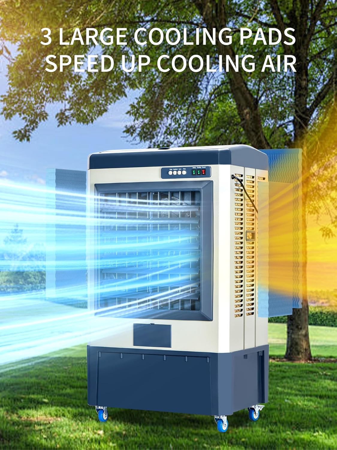Uthfy 48” Evaporative Air Cooler, 6500 CFM Swamp Cooler Air Conditioner with 19 Gal Water Tank, 5 Ice Packs, 120° Oscillation