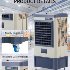 Uthfy 48” Evaporative Air Cooler, 6500 CFM Swamp Cooler Air Conditioner with 19 Gal Water Tank, 5 Ice Packs, 120° Oscillation