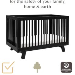 Babyletto Hudson 3-in-1 Convertible Baby Crib - GREENGUARD Gold Certified Convertible Crib to Toddler Bed & Daybed - Black