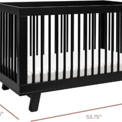 Babyletto Hudson 3-in-1 Convertible Baby Crib - GREENGUARD Gold Certified Convertible Crib to Toddler Bed & Daybed - Black