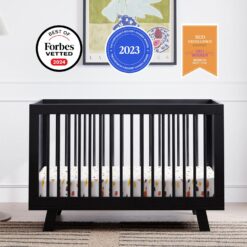 Babyletto Hudson 3-in-1 Convertible Baby Crib - GREENGUARD Gold Certified Convertible Crib to Toddler Bed & Daybed - Black