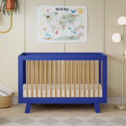 Babyletto Hudson 3-in-1 Convertible Baby Crib with Toddler Bed & Daybed Conversion - Strong, Durable - Cobalt and Honey