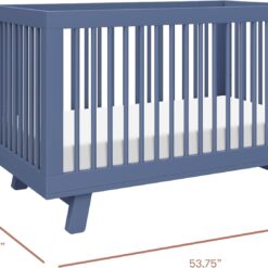 babyletto Hudson 3-in-1 Convertible Baby Crib- Wooden Baby Bed with 4 Adjustable Mattress Heights - Easy Assembly - Cove Blue