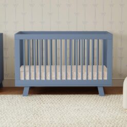 babyletto Hudson 3-in-1 Convertible Baby Crib- Wooden Baby Bed with 4 Adjustable Mattress Heights - Easy Assembly - Cove Blue