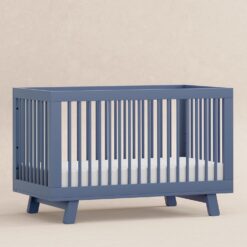 babyletto Hudson 3-in-1 Convertible Baby Crib- Wooden Baby Bed with 4 Adjustable Mattress Heights - Easy Assembly - Cove Blue