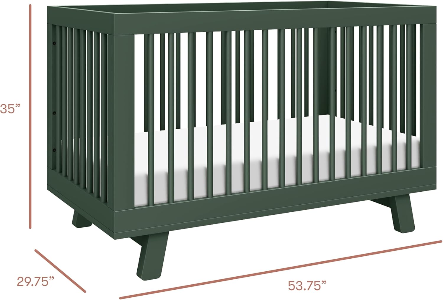 Babyletto Hudson 3-in-1 Convertible Baby Crib with Toddler Bed & Daybed Conversion - Forest Green