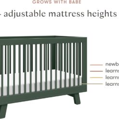 Babyletto Hudson 3-in-1 Convertible Baby Crib with Toddler Bed & Daybed Conversion - Forest Green