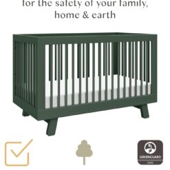 Babyletto Hudson 3-in-1 Convertible Baby Crib with Toddler Bed & Daybed Conversion - Forest Green