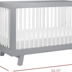Babyletto Hudson 3-in-1 Convertible Baby Crib with Toddler Bed & Daybed Conversion - Grey and White