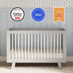 Babyletto Hudson 3-in-1 Convertible Baby Crib with Toddler Bed & Daybed Conversion - Grey and White