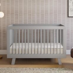 Babyletto Hudson 3-in-1 Convertible Baby Crib - Wooden Baby Bed with 4 Adjustable Mattress Heights - Strong &amp - Grey