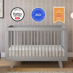 Babyletto Hudson 3-in-1 Convertible Baby Crib - Wooden Baby Bed with 4 Adjustable Mattress Heights - Strong &amp - Grey