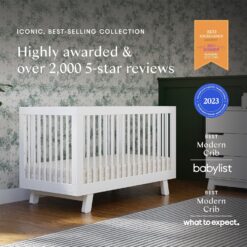 Babyletto Hudson 3-in-1 Convertible Baby Crib with Toddler Bed & Daybed Conversion - Easy to Assemble - White