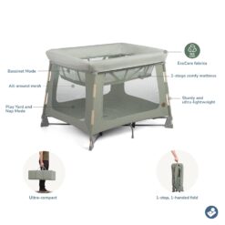 Maxi-Cosi Swift Baby Playpen with Mat, Baby Play Yards, Pack and Play with Bassinet - Portable Playpen for Babies and Toddlers, Classic Green