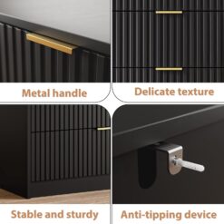 Black Dresser for Bedroom, 9 Drawer Double Dresser, Modern Chest of Drawers, 63