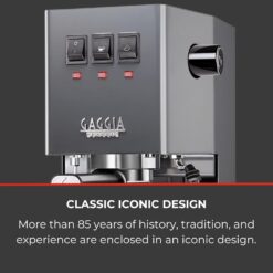 Gaggia RI9380/51 Classic Evo Pro Espresso Machine, Industrial Grey, Small