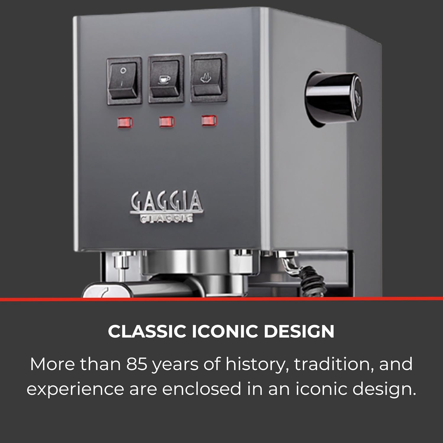 Gaggia RI9380/51 Classic Evo Pro Espresso Machine, Industrial Grey, Small