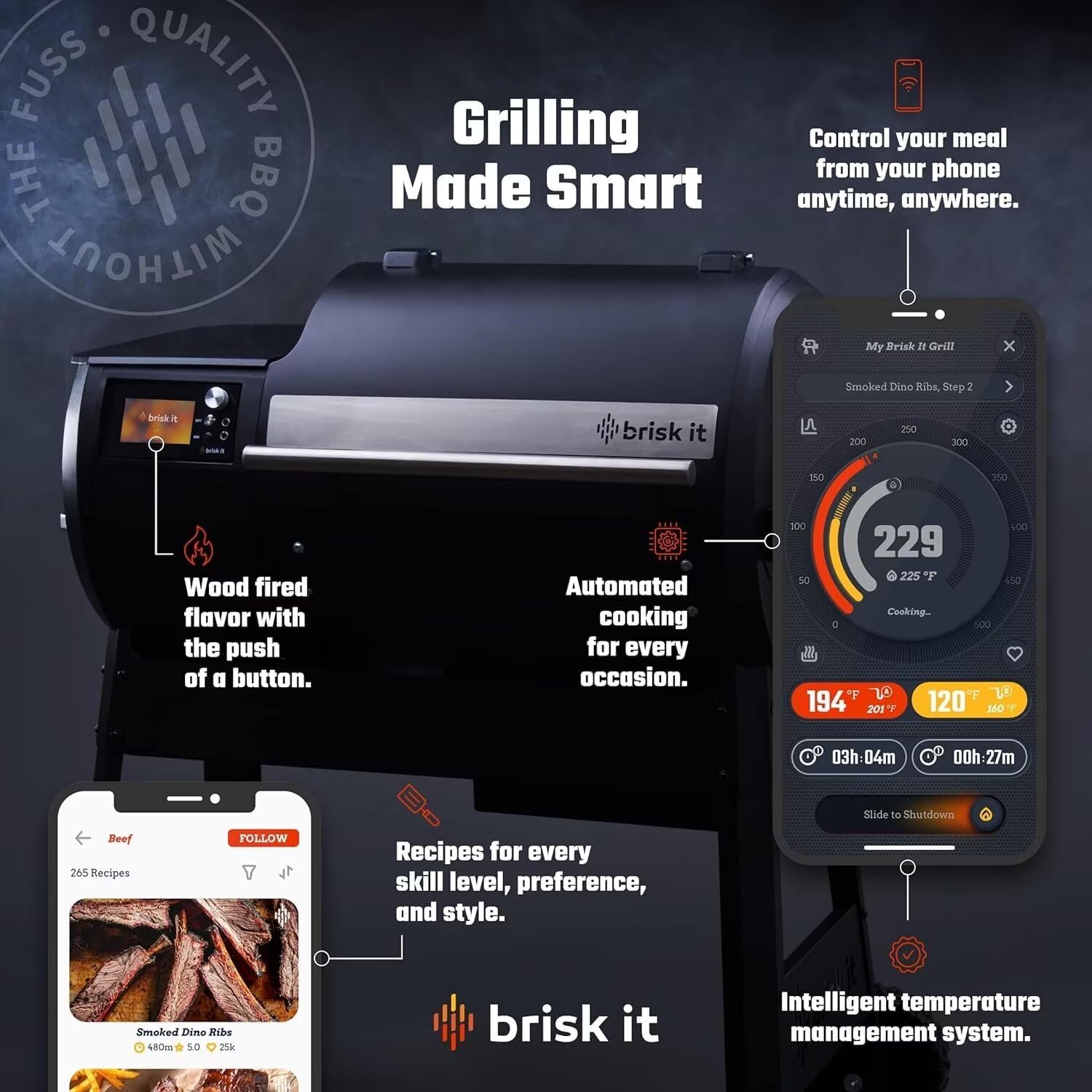 Brisk It Origin-580 Electric Wood Pellet Smoker Grill – A.I. Smart BBQ Grill