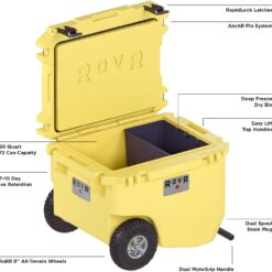 RovR Hard Cooler – Heavy Duty Insulated Cooler Box for Camping, Beach, Travel, Tailgating, Fishing, and Parties, Sunny Side