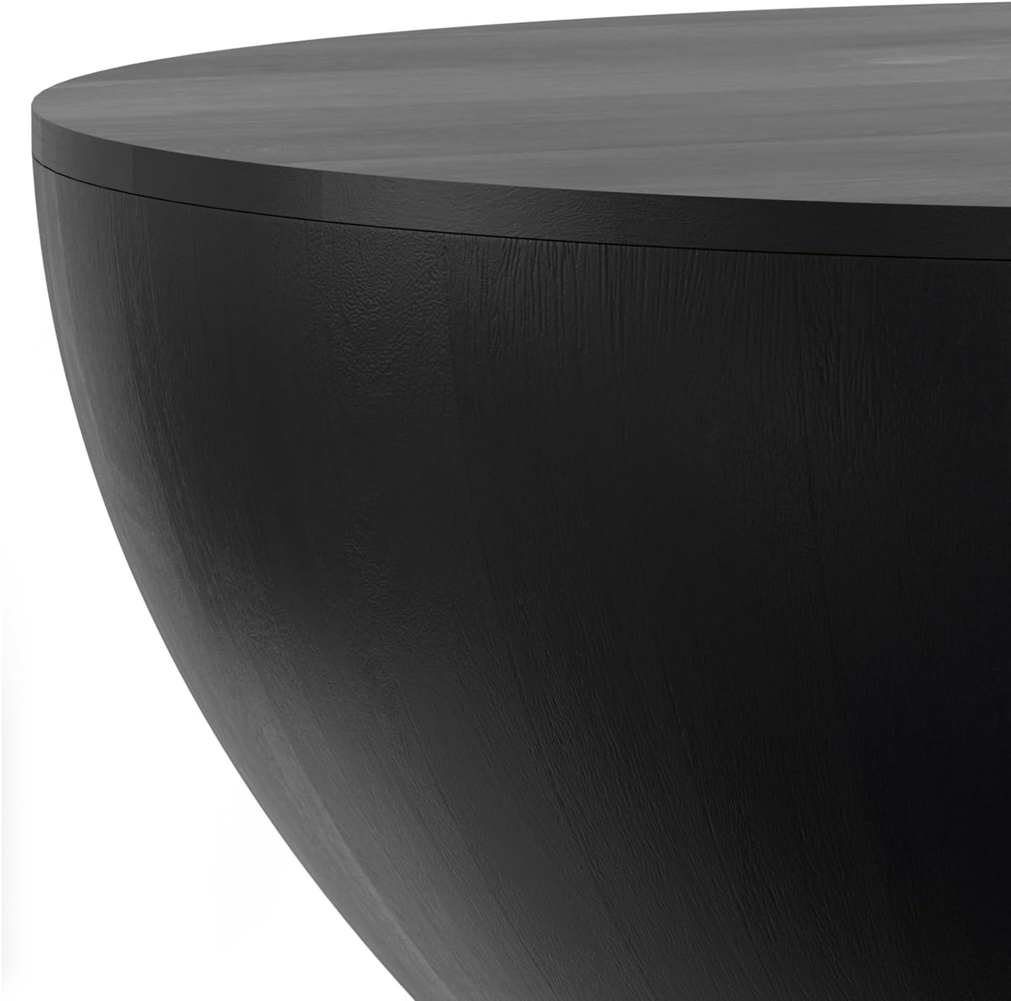 SIMPLIHOME Elmbrook Drum Coffee Table, 34 inch, Black
