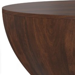 SIMPLIHOME Elmbrook Drum Coffee Table, 34 inch, Walnut Brown