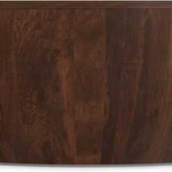 SIMPLIHOME Elmbrook Drum Coffee Table, 34 inch, Walnut Brown