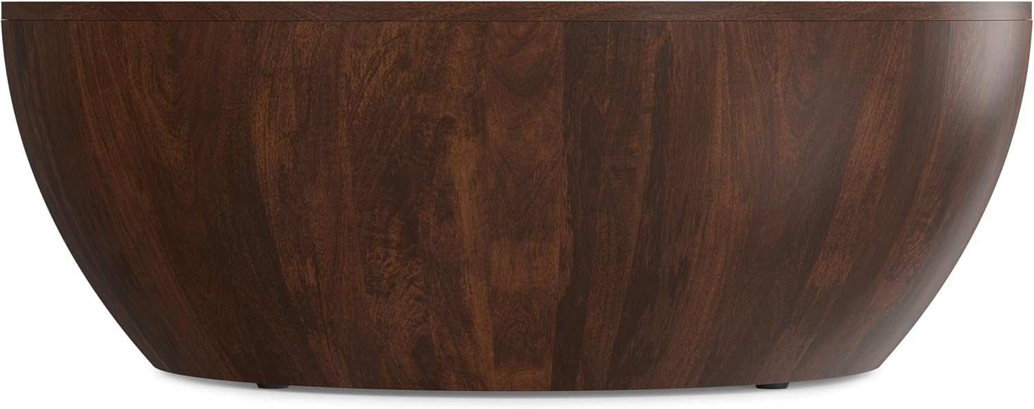 SIMPLIHOME Elmbrook Drum Coffee Table, 34 inch, Walnut Brown