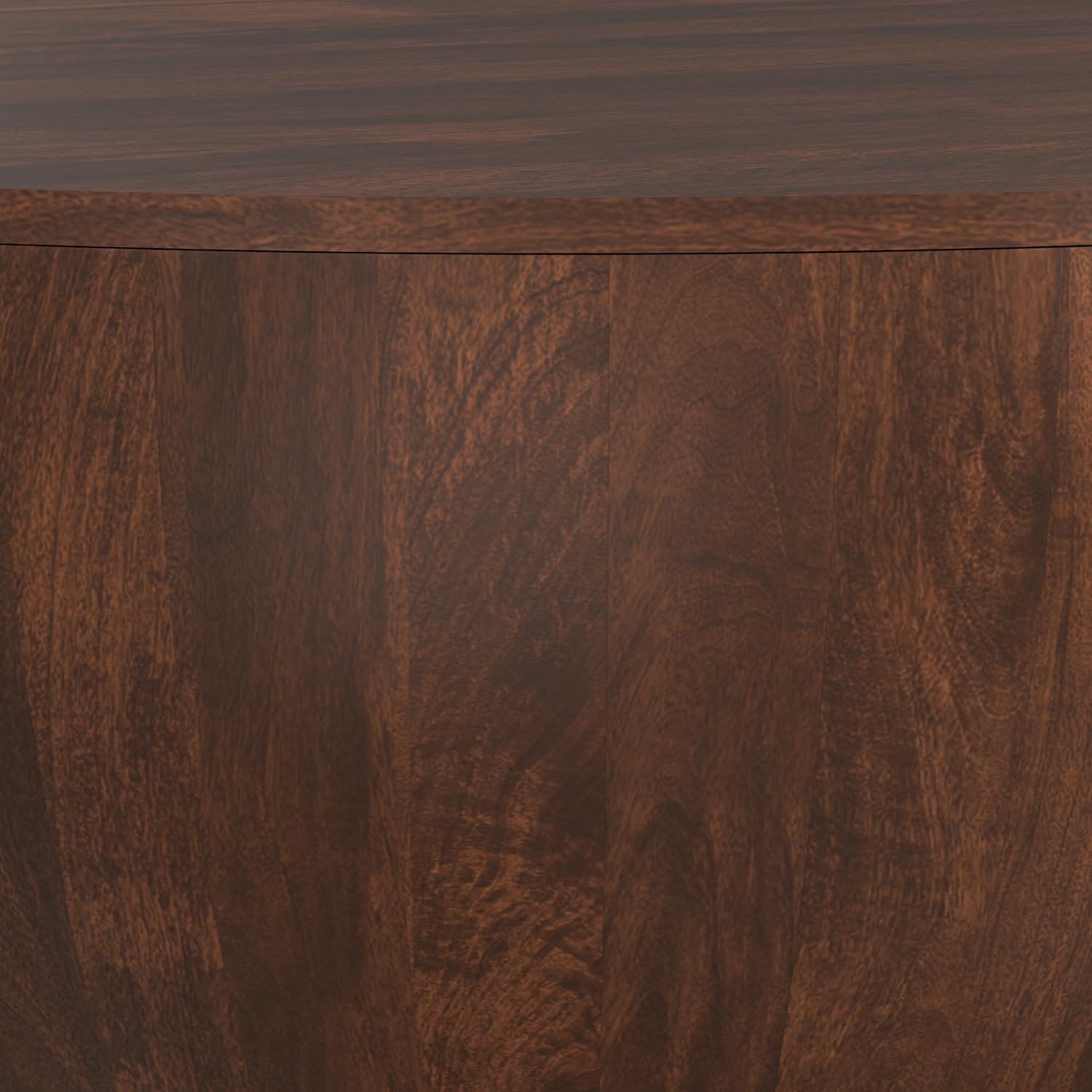 SIMPLIHOME Elmbrook Drum Coffee Table, 34 inch, Walnut Brown