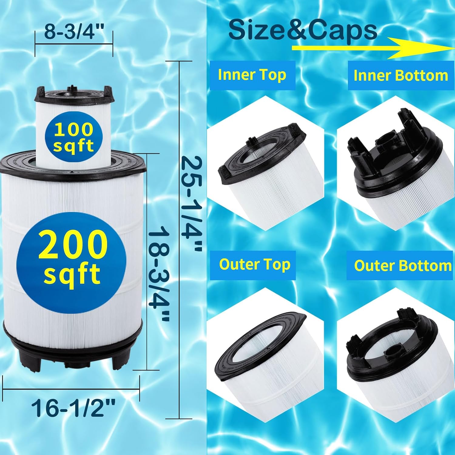 SV-System 3 Sta-Rite System 3 S7M120 Pool Filter Inner&Outer Replacement 25021-0200S 25022-0201S SR300 300Sq.ft